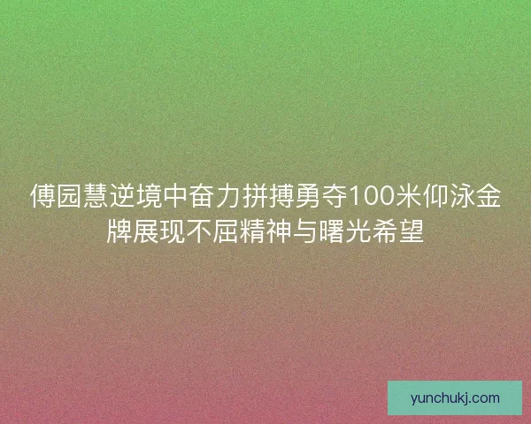傅园慧逆境中奋力拼搏勇夺100米仰泳金牌展现不屈精神与曙光希望